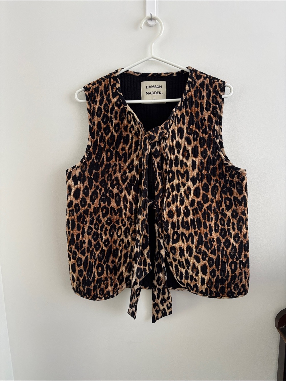 Damson Madder Leopard-Print Tie-Front vest - Brown/Black UK 12